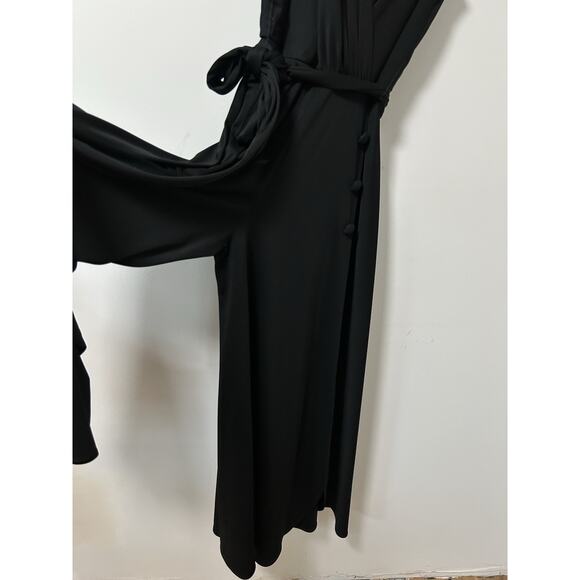Lilli Diamond Vintage Maxi Jumpsuit Palazzo Wide Leg High Leg Slit Black Sz 10 - Picture 4 of 13